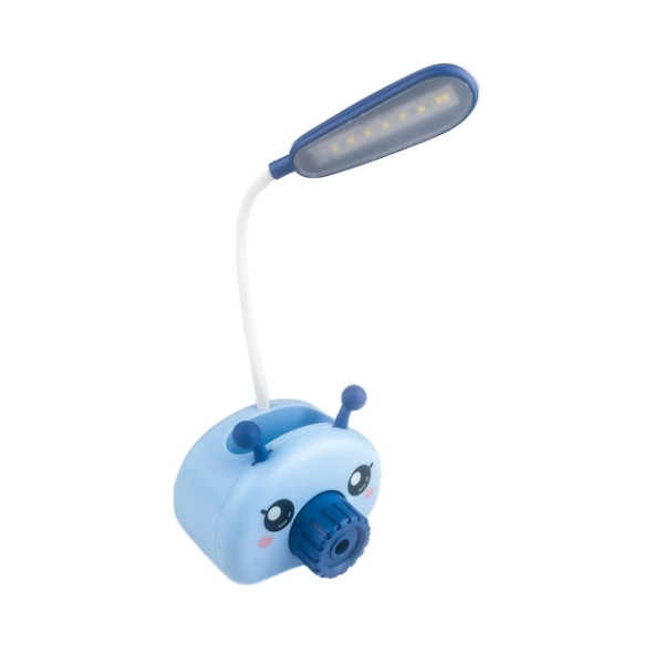 Гнучка настільна лампа з органайзером для ручок, підставкою для телефону та точилкою для олівців Quite Light Deer Блакитна, фото 1