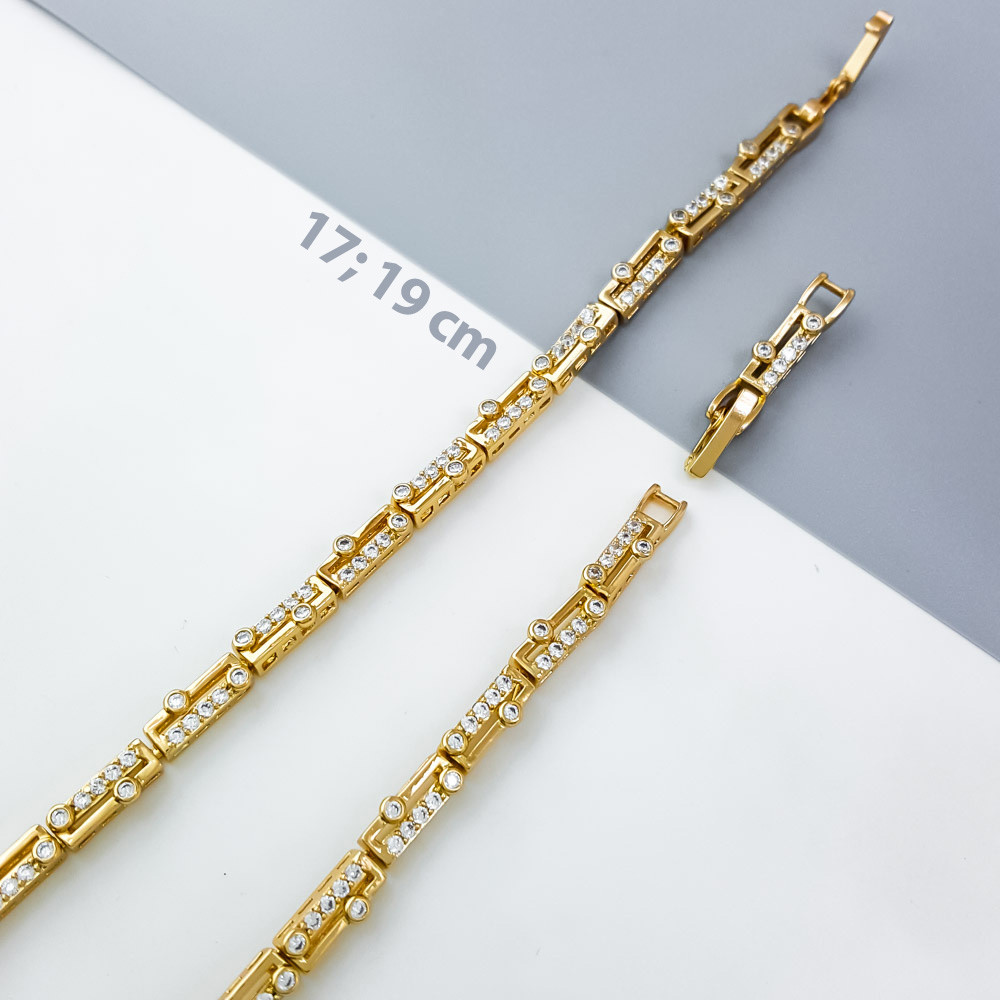 Браслет Стежинка розсипом каміння, р.17; р.19; медзолото Xuping, позолота 18К, фото 1