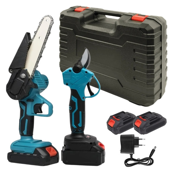 Набір садового інструменту Пила та секатор 24V в кейсі, фото 1
