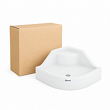 Душовий піддон SHOWER MILET SW-8129 90x90x18 (45) см із сидінням напівкруглий акриловий, фото 2
