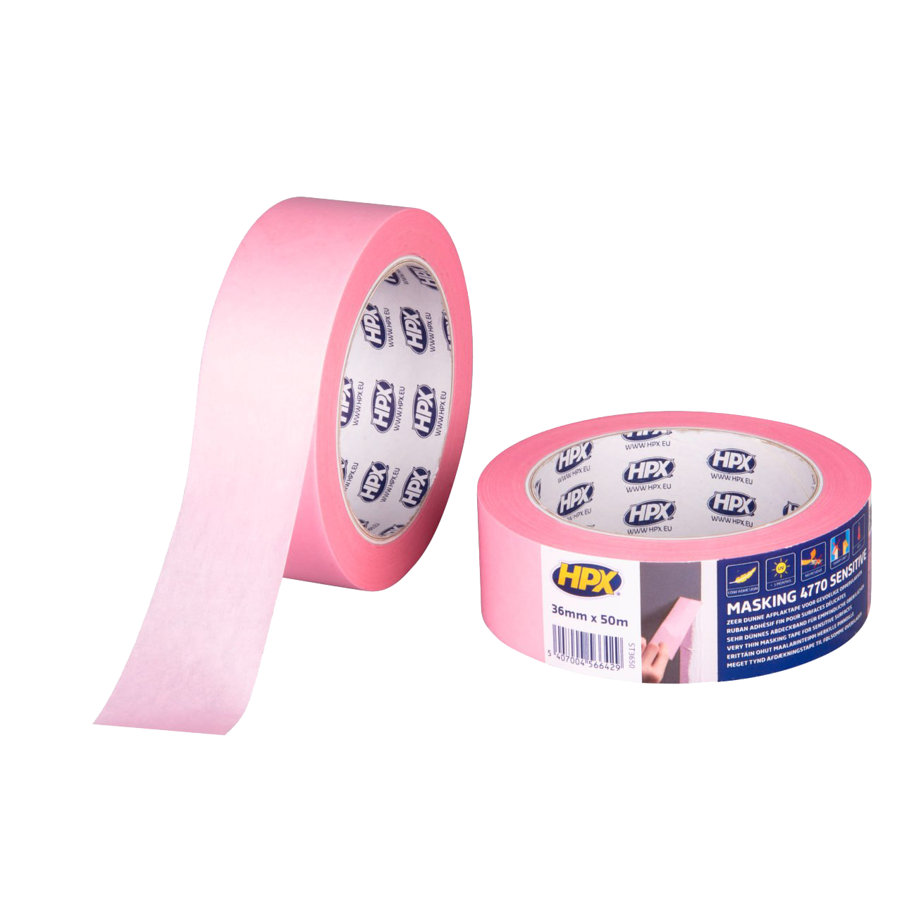 Стрічка малярська HPX 4770 Ultra Delicate для делікатних поверхонь, 36 мм*50 м (рожева)