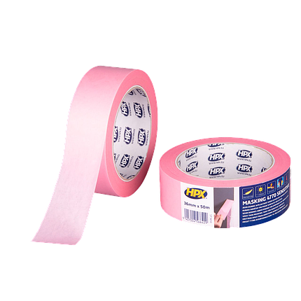 Стрічка малярська HPX 4770 Ultra Delicate для делікатних поверхонь, 36 мм*50 м (рожева), фото 1