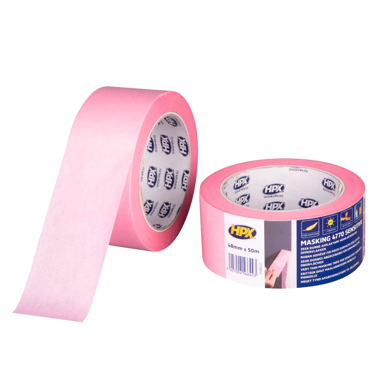 Стрічка малярська HPX 4770 Ultra Delicate для делікатних поверхонь, 48 мм*50 м (рожева)