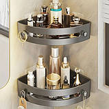 Кутова полиця у ванну кімнату з клейким кріпленням Чорна, фото 3