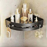 Кутова полиця у ванну кімнату з клейким кріпленням Чорна, фото 7