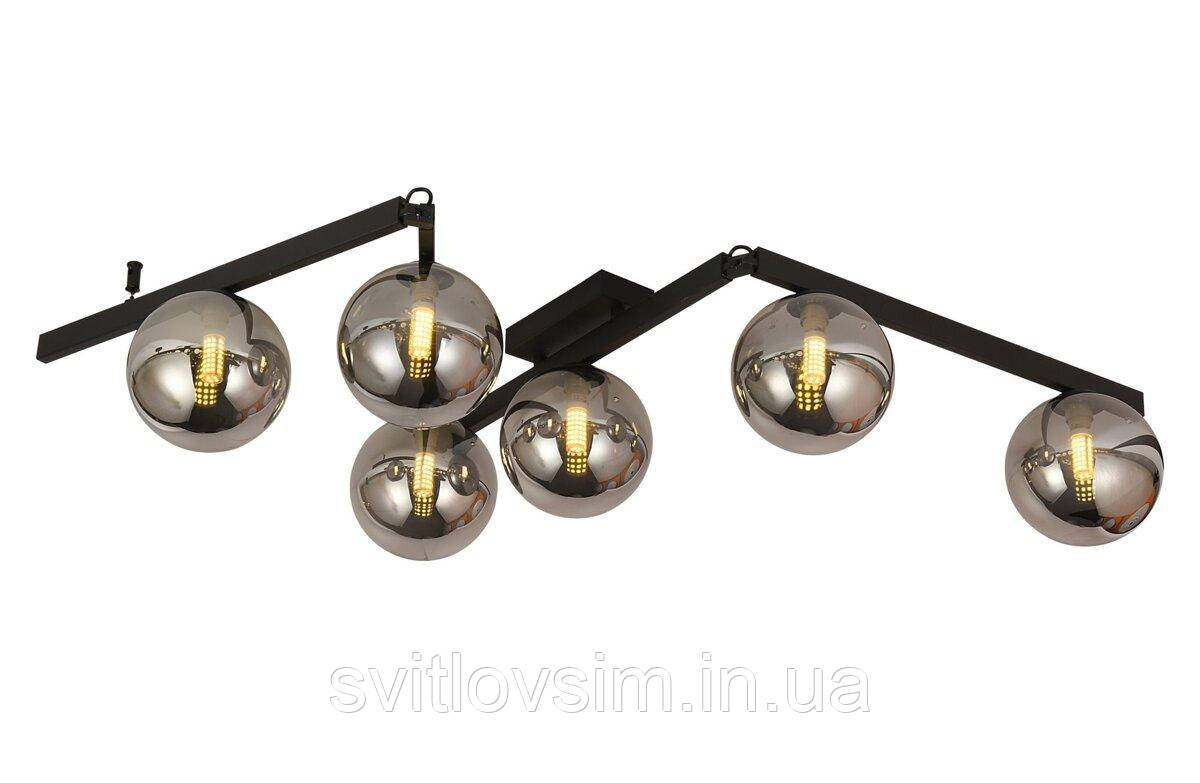 Люстра стельова регульована VALESO BX84016-6 BK чорна, фото 1