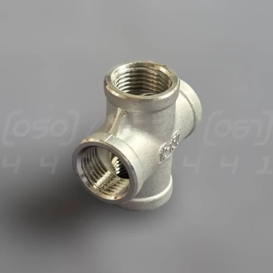 Хрестовина нержавіюча DN15 (1/2") внутрішня різьба BSPP, н/ж сталь AISI304, Class 150, рівнопрохідна, фото 1