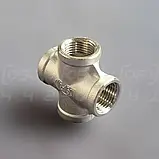 Хрестовина нержавіюча DN15 (1/2") внутрішня різьба BSPP, н/ж сталь AISI304, Class 150, рівнопрохідна, фото 5