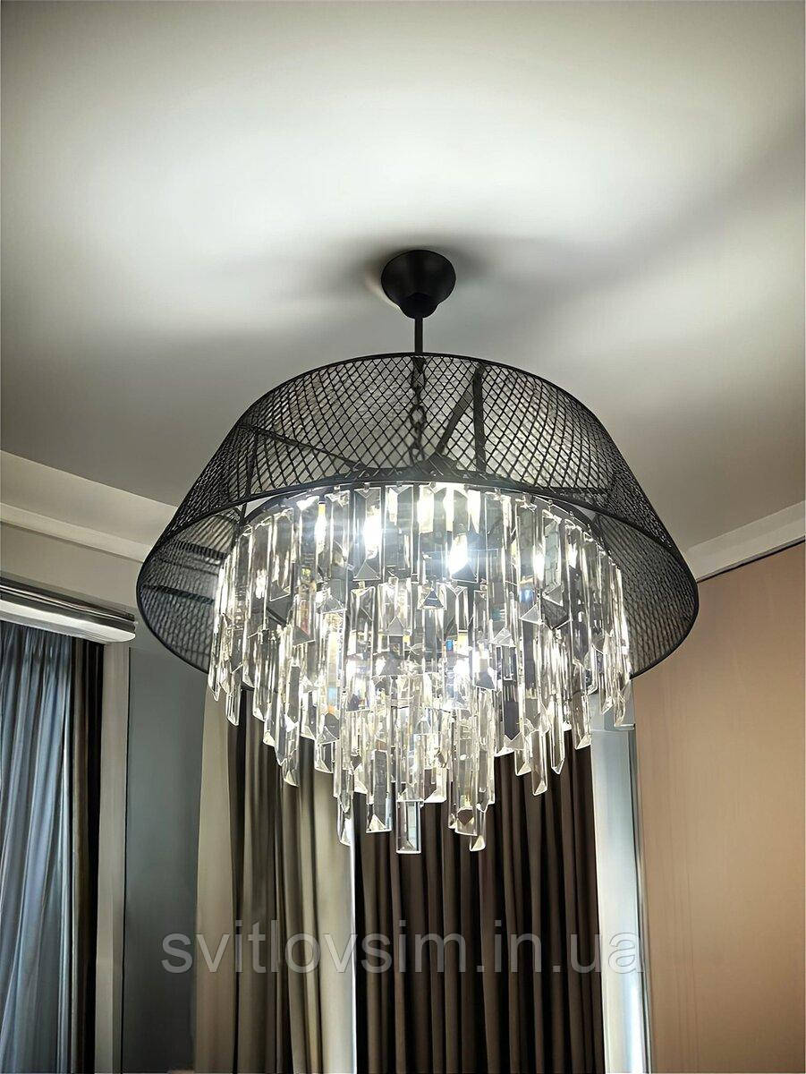 Люстра кришталева підвісна в стилі лофт Sirius B S2452/6 BK, фото 1