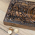 Нарди різьблені з натурального дерева вишня "Козак" ручна робота українських майстрів розмір дошки 50*46 см, фото 3
