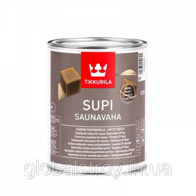 Захисний еко воск для полиць сауни лазні Tikkurila Supi Saunavaha 0.9 л полумат, фото 1