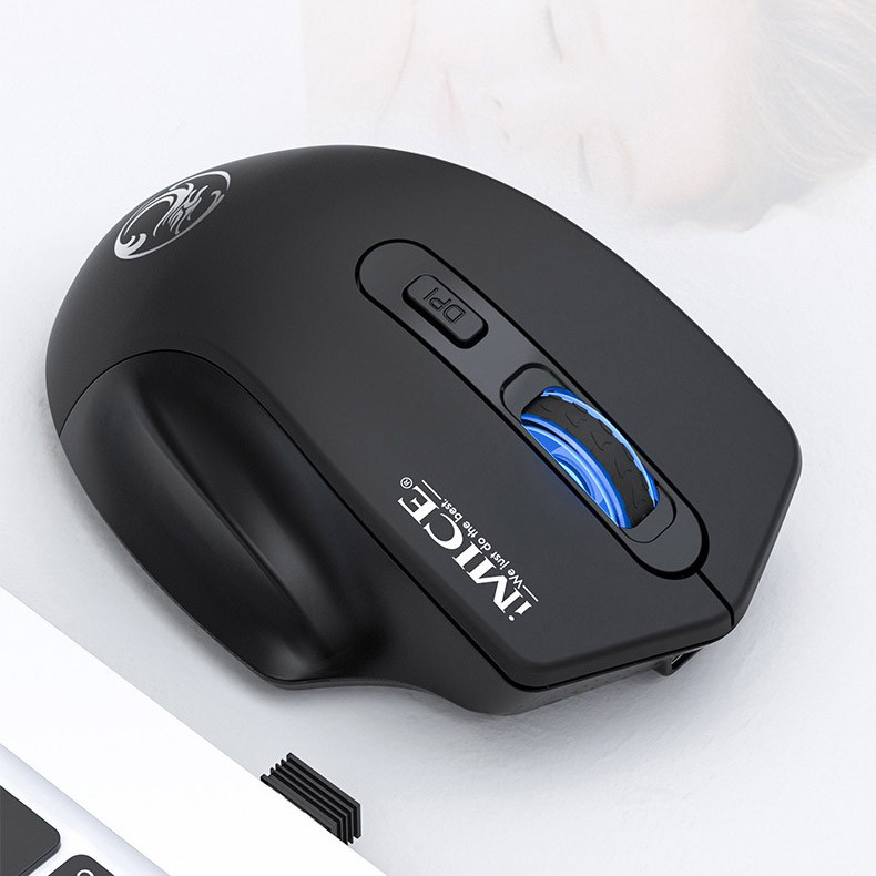 Бездротова ігрова мишка iMICE Black з LED-підсвічуванням та акумулятором – для ПК та ноутбука, фото 1