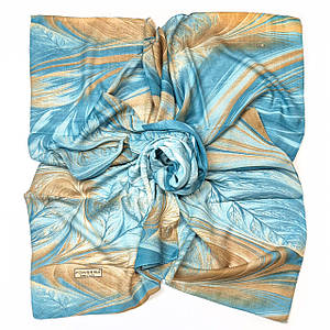 Хустка жіноча вовняна середнього розміру Шері бірюзовий/пісок