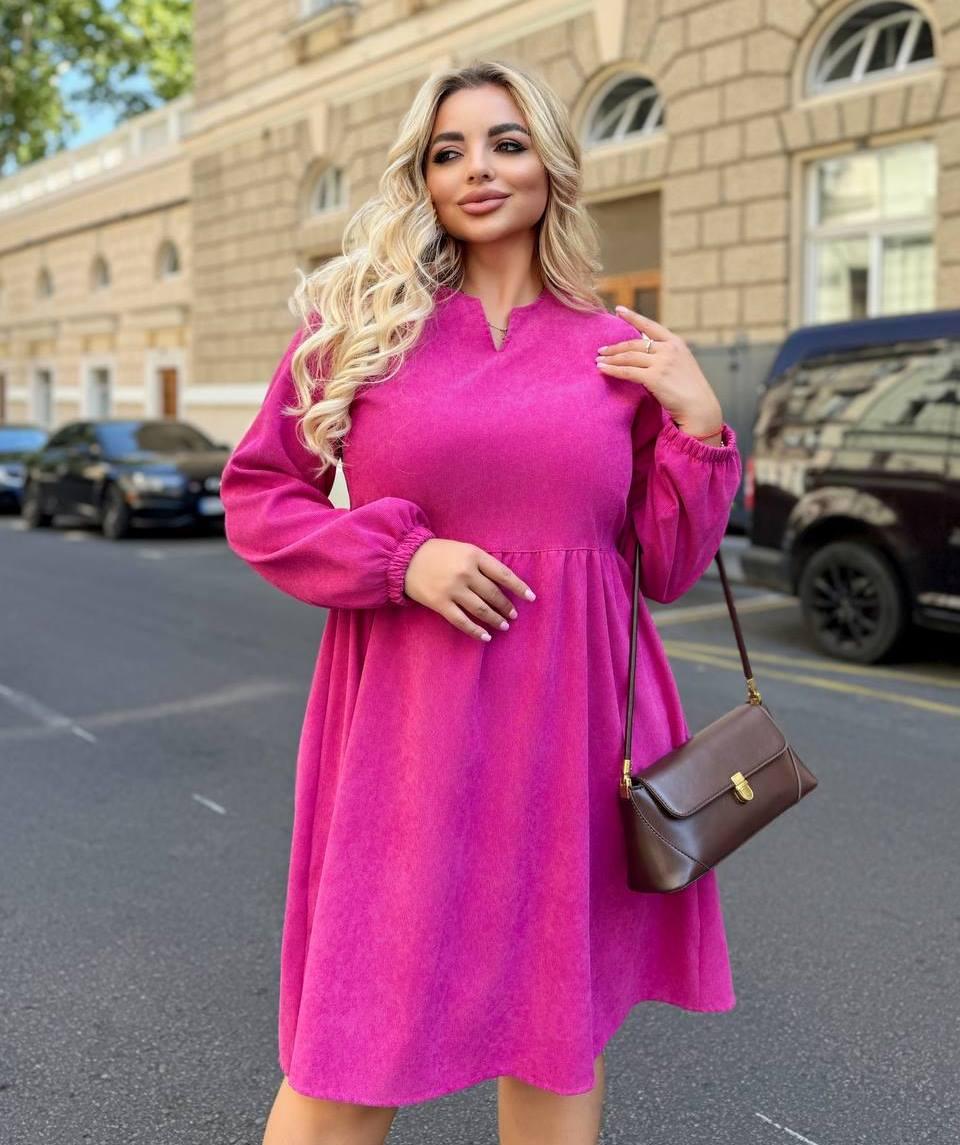 Сукня вельветова в кольорах опт роздріб дропшипінг 9861, фото 1