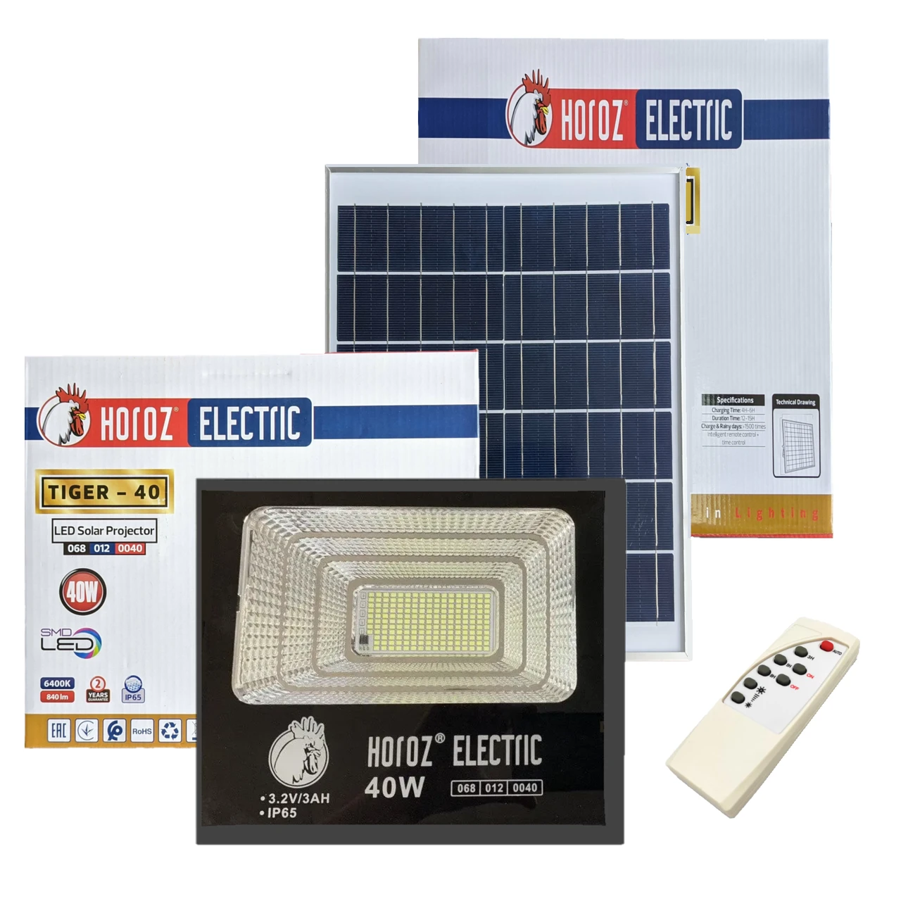 Автономний Led Прожектор на сонячній батареї Horoz TIGER 40W, фото 1