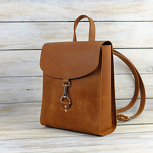 Жіночий рюкзак Венеція з натуральної шкіри колір Коньяк, розмір міні