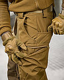 Тактичний набір Softshell 6в1 койот: куртка, штани, флісовка, рукавиці, пояс, шапка ПП7862 ТМ, фото 9