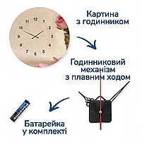 Картина-годинник «Рожеві троянди» Ніжний настінний декор для дому Безшумний годинник для спальні Друк на полотні 120х66 см, фото 7