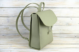 Жіночий рюкзак Венеція з натуральної шкіри колір Фісташка, розмір середній, фото 2