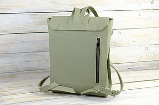 Жіночий рюкзак Венеція з натуральної шкіри колір Фісташка, розмір середній, фото 3