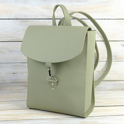Жіночий рюкзак Венеція з натуральної шкіри колір Фісташка, розмір середній, фото 1