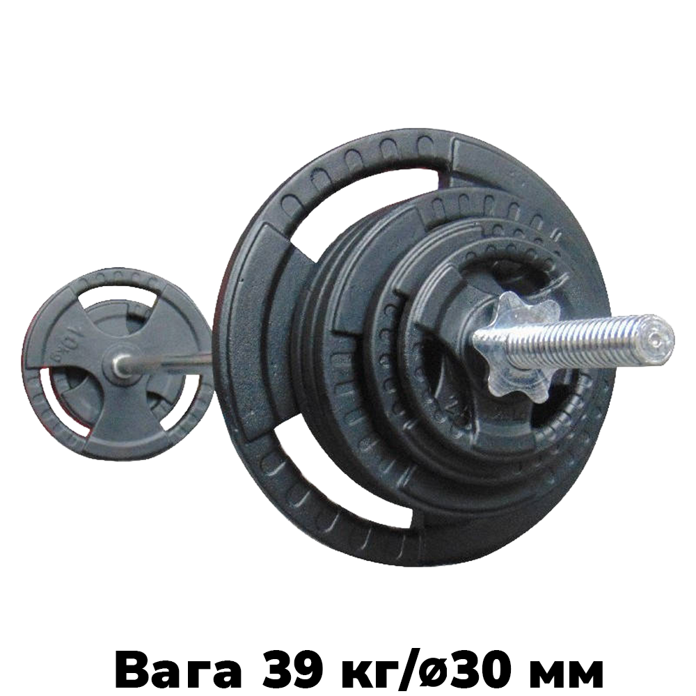 Штанга для дому набірна металева штанга для жиму та тренувань розбірна GoodLift 39 кг 1,8 м ⌀30 мм