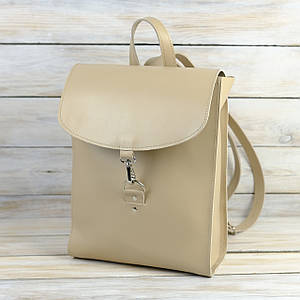 Жіночий рюкзак Венеція з натуральної шкіри колір Бежевий, розмір середній