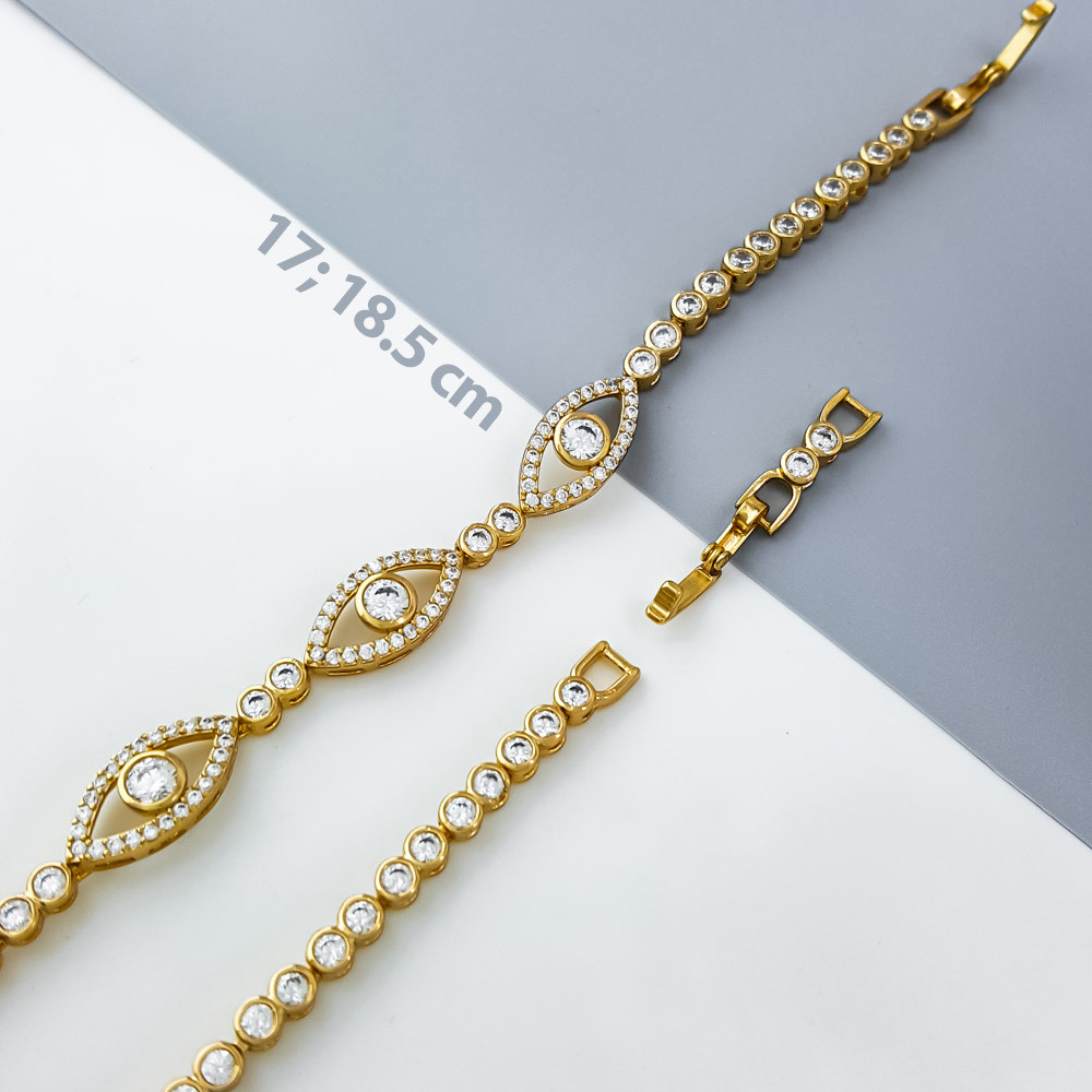 Браслет Ошатний з розсипом каменів, р.17; р.18,5; медзолото Xuping, позолота 18К, фото 1