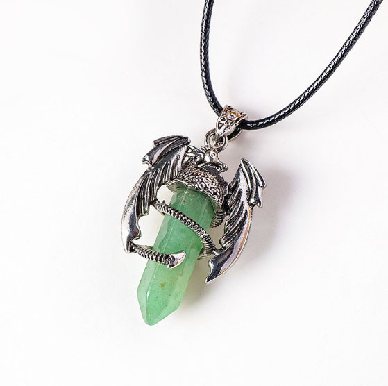 Кулон Кажан вставка Зелений авантюрин
