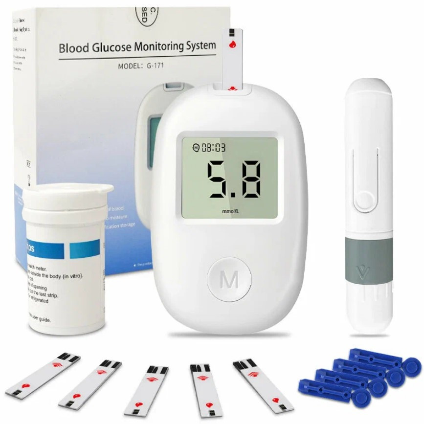 Портативний глюкометр G-171 з підсвіткою для вимірювання цукру Білий, фото 1