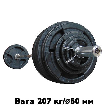 Штанга олімпійська розбірна металева штанга для жиму та тренувань набірна GoodLift 207 кг 2,2 м ⌀50 мм, фото 1