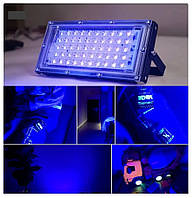 Ультрафіолетовий світлодіодний УФ-прожектор Parkson 395 нм 50 Вт 220В вологозахисна підсвітка сцени для дискотек Escam чорний