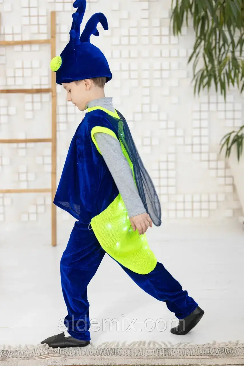 Жук Світлячок дитячий карнавальний костюм. Карнавальний костюм для хлопчика Жук Світлячок синій, фото 1