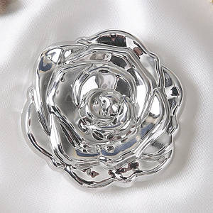 Дзеркало косметичне кругле розкладне двостороннє трояндочка в сріблястому кольорі висота 6.5 см ширина 6.5 см