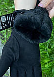 Жіночі рукавички з хутряною підкладкою, фото 3