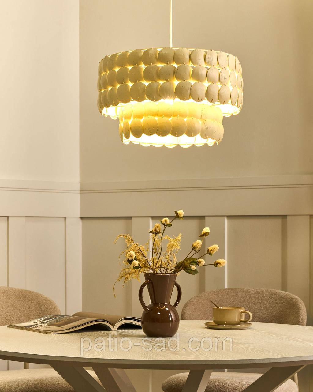 Люстра KOTMALE 🥥 з кокосової шкаралупи світло-бежевого кольору, фото 1