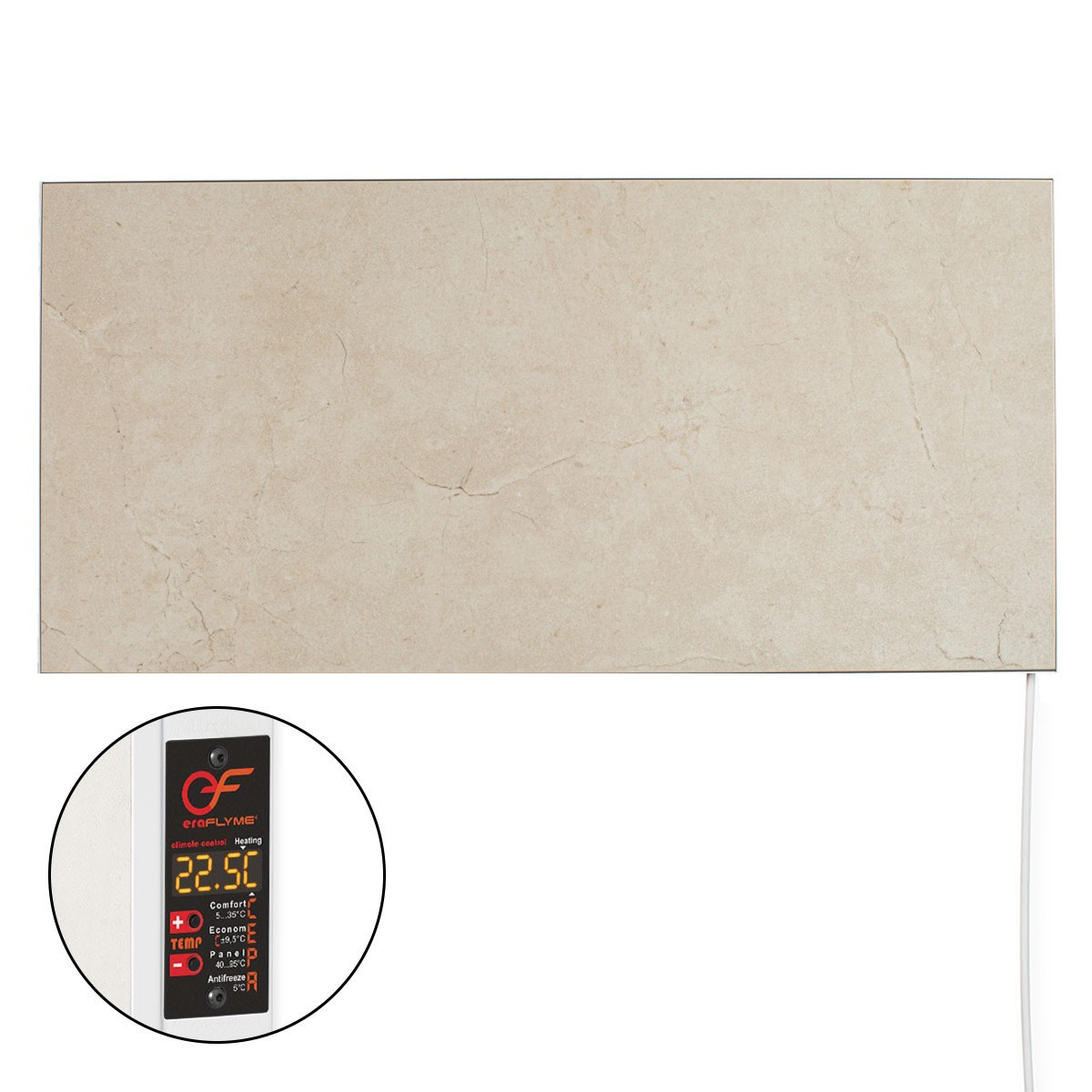 Керамічний обігрівач Flyme 250 PW з програматором, білий камінь, фото 1