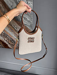 Жіноча сумка Miu Miu Miu Ivy in Canvas with Leather 20х18,5