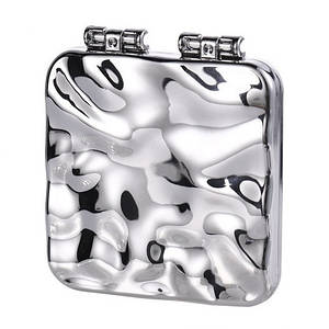 Зеркало квадратной формы раскладное двухстороннее пластик в серебристом цвете высота 6.5 см ширина 6.5 см