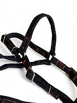 Вуздечка брезентова для коня західного типу Horse Stall прошита чорна. Вуздечка-кантер для коней з трензелем., фото 4