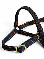 Вуздечка брезентова для коня західного типу Horse Stall прошита чорна. Вуздечка-кантер для коней з трензелем., фото 3