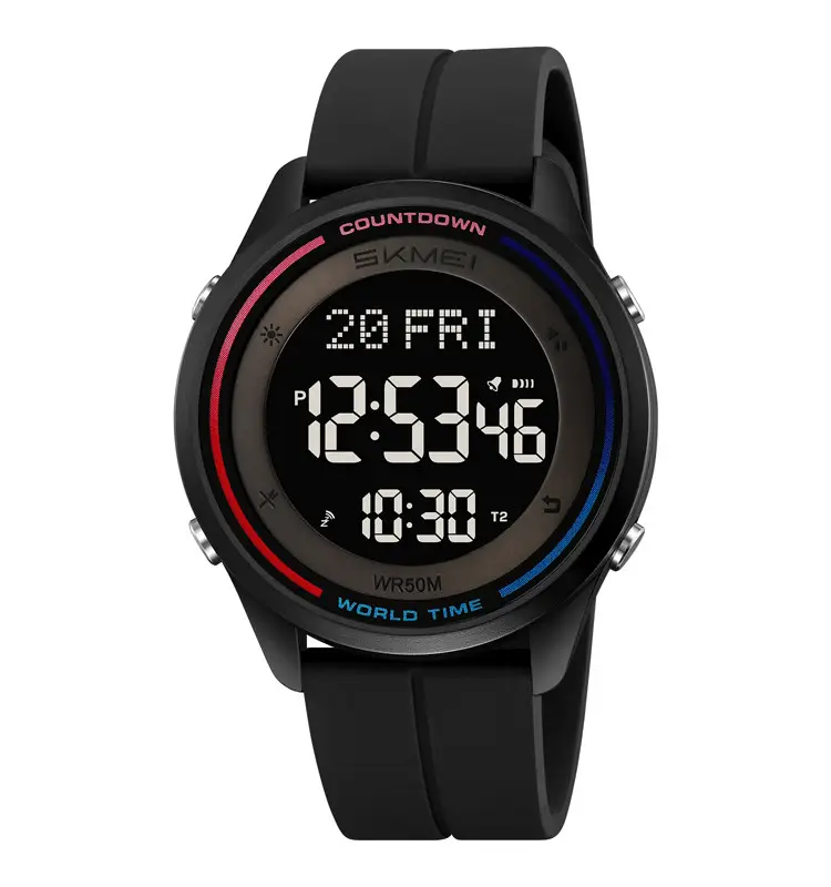 Годинник чоловічий наручний спортивний Skmei 2412 силіконовий з магнітною застібкою (Чорний), фото 1