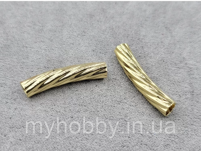 Намисто трубочка 5*30 мм колір золото (гіппоалергенний сплав), фото 1