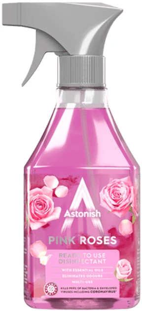Дезінфікуючий очищувач без хлору Astonish Pink Roses (Рожеві троянди) спрей 550 мл