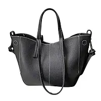 Женская сумка-тоут Lorian с одним большим отделением из экокожи черная LR 253225 BK