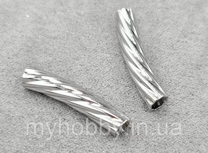 Намисто трубочка 5*30 мм родій (гіпоалергенний сплав), фото 1