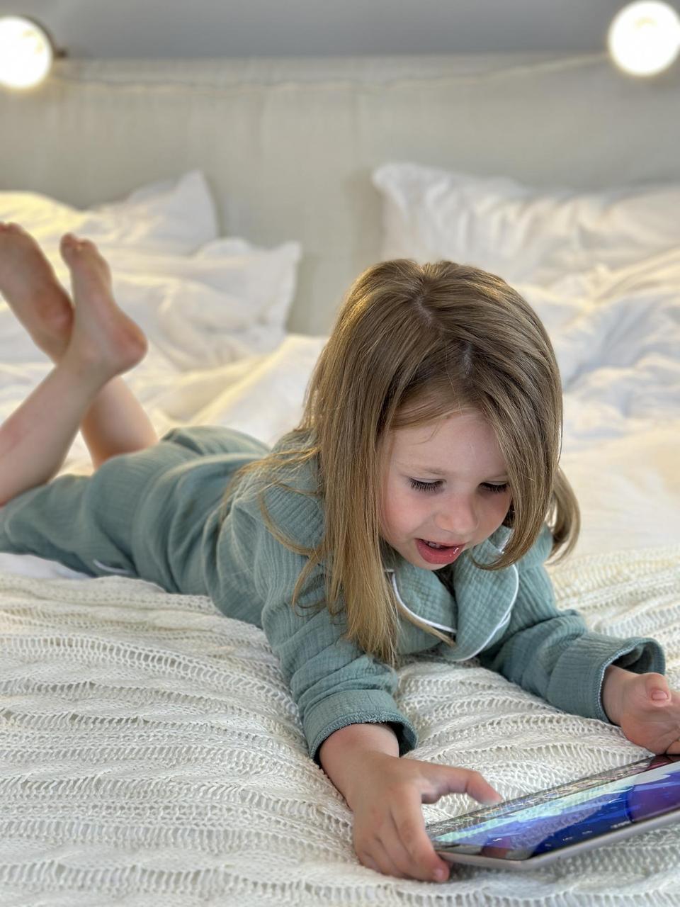 Детская муслиновая пижама шорты+рубашка длинный рукав VIVA от COSY , эвкалипт, фото 1