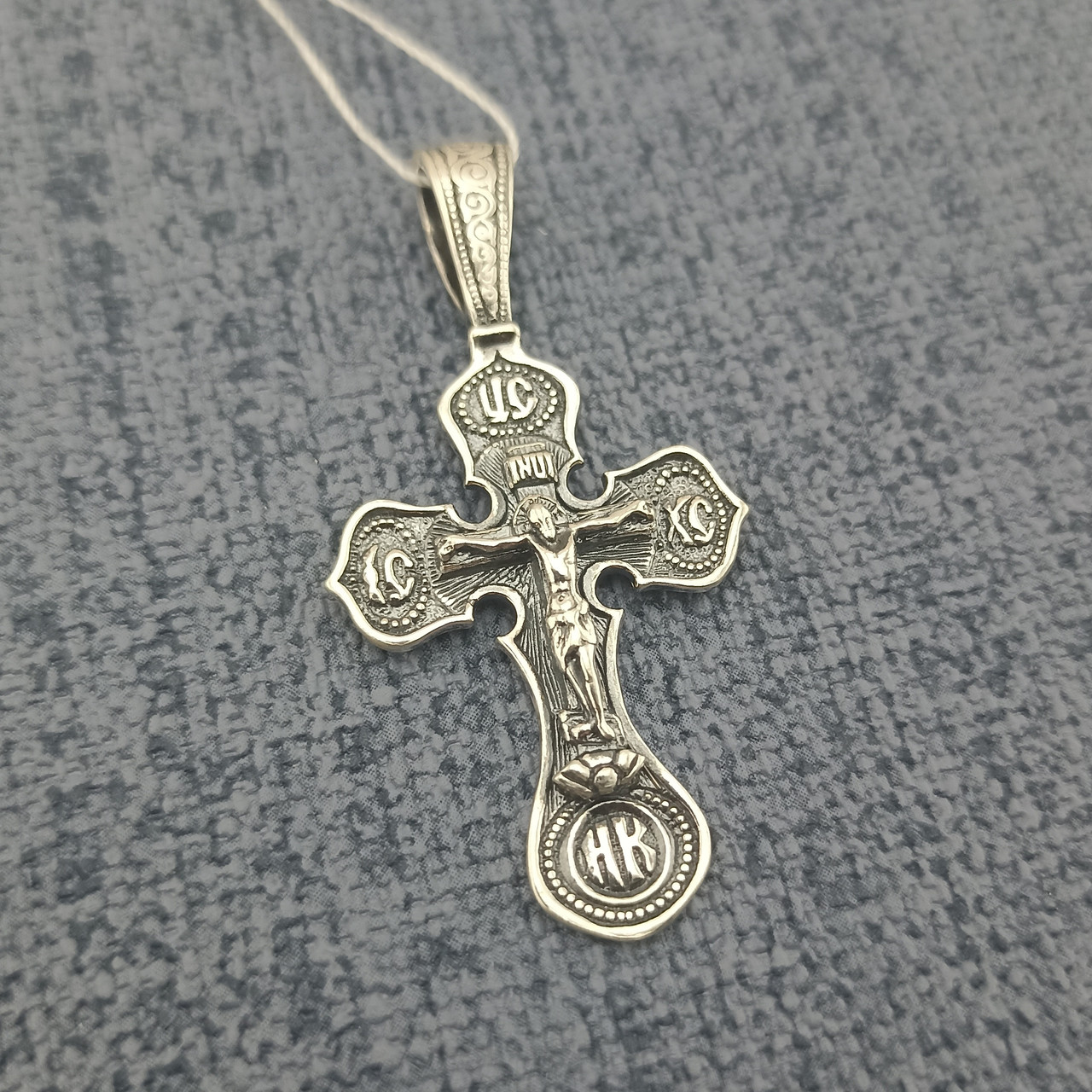 Чоловічий срібний кулон хрестик прямий. Православний хрест із срібла 925, фото 1