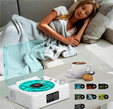 Бездротова музична колонка з підсвічуванням у стилі вінілового програвача" XKM005 бірюзова, фото 3