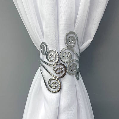 Декоративний браслет-підхват для штор та гардин, колір сріблястий 82-046